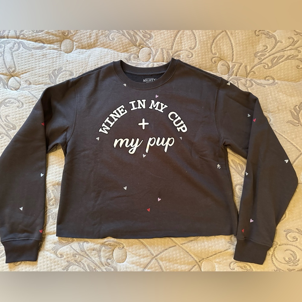 Cropped Crew Neck “Wine in my Cup and my Pup” - Picture 2 of 4